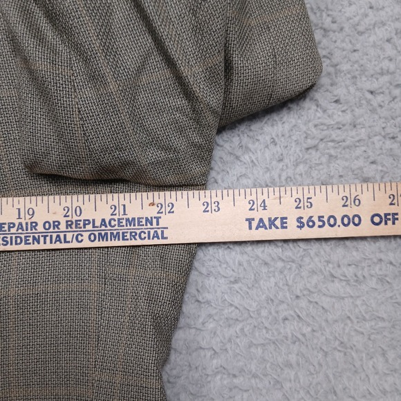 Oscar de la Renta Men's 42R 100% Wool Blazer Gray Plaid Sport Coat - Picture 5 of 7